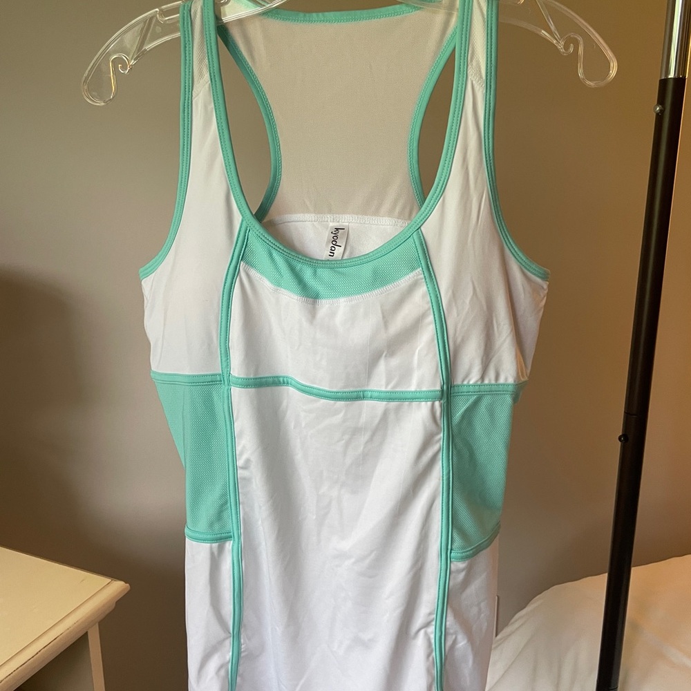 Women's White and Mint athletic top